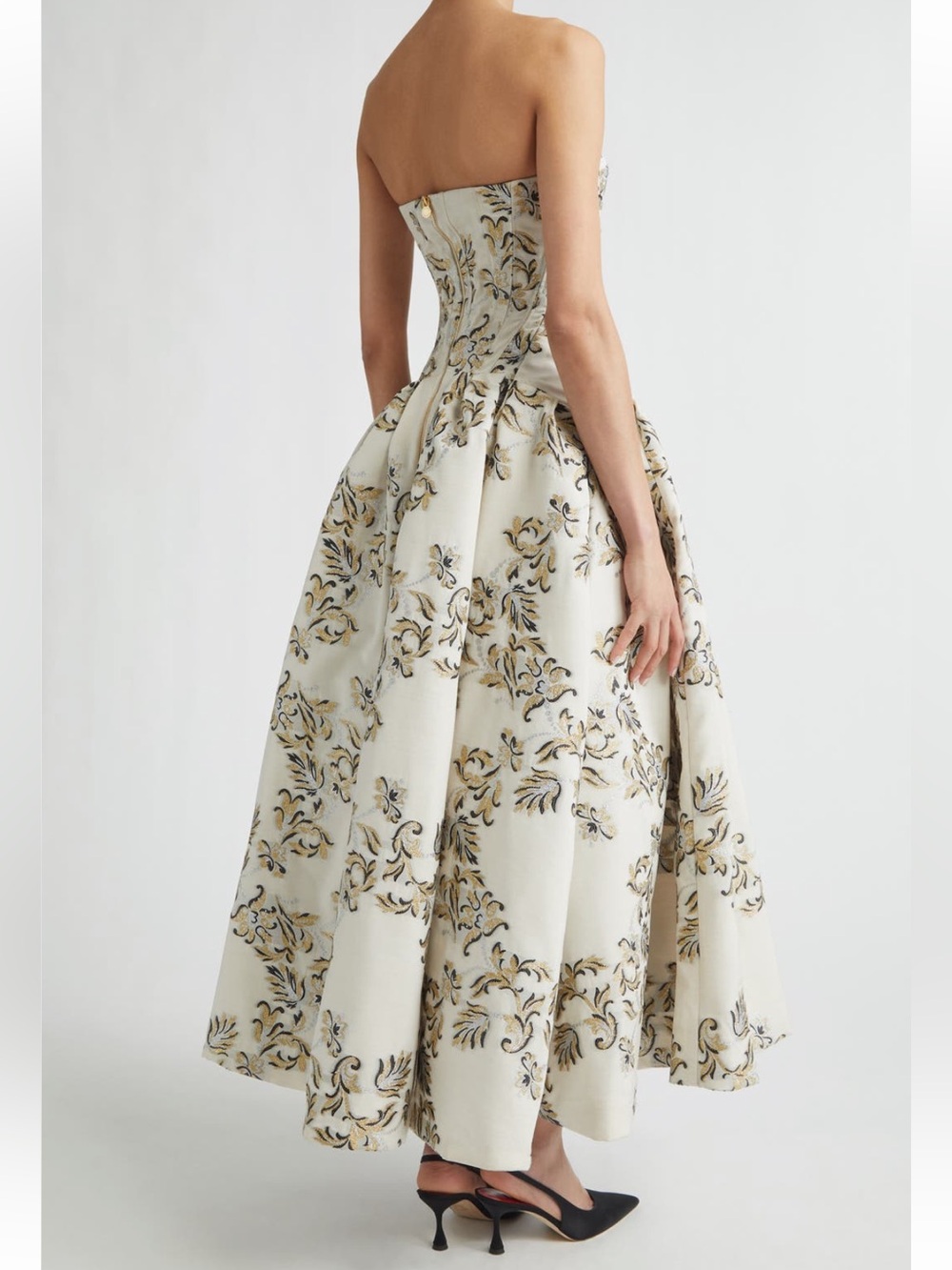 Carolina Herrera Trellis Jacquard Strapless Gown - Picture 2 of 6